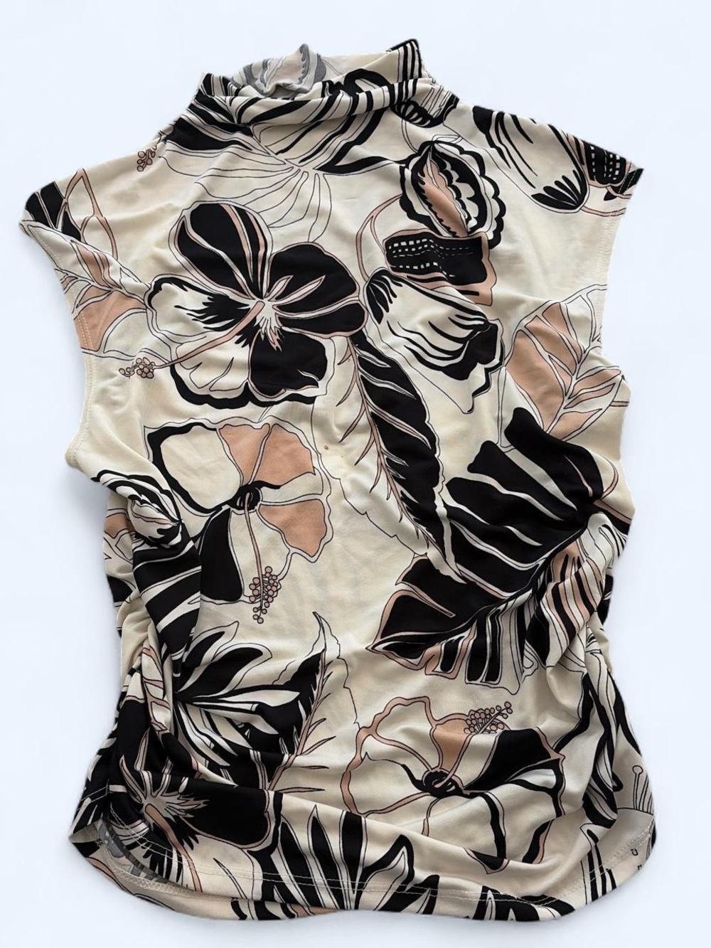 Y2K Zen Slinky Floral Mock Neck Tank Top
